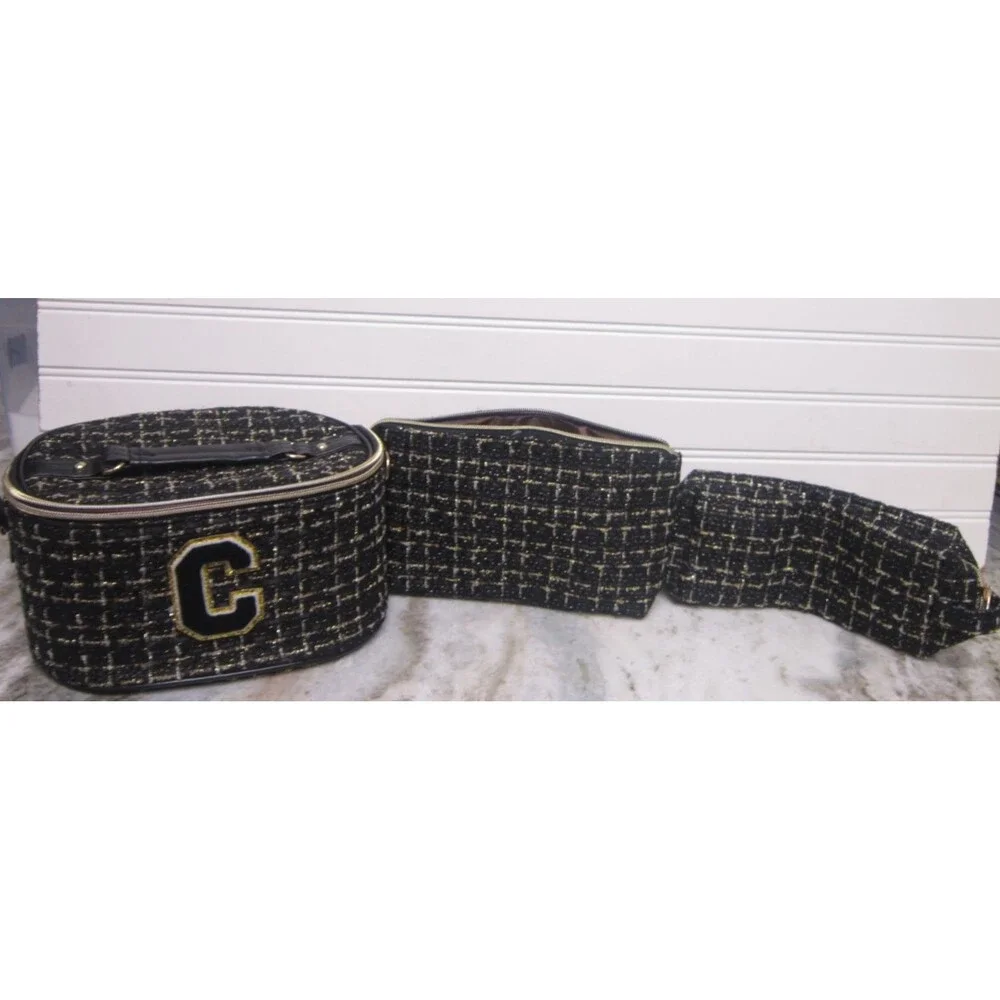 Lot of 3 Makeup Cases/C Initial on Big Case and Small Clutch